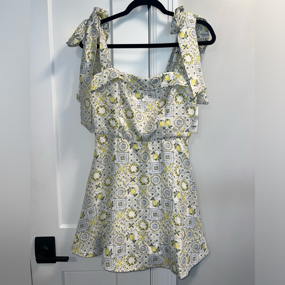 NWT Francesca’s Sun Dress | Blue, White & Yellow | Lemons | Women’s Size M
